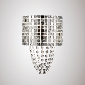 Camden Polished Chrome Crystal Wall Lights Diyas Flush Crystal Wall Lights